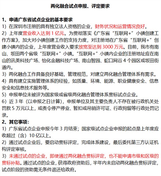 廣東兩化融合貫標試點6個申報要求匯總！值得收藏！