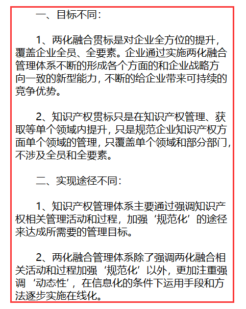 卓航信息分享知識產權貫標與兩化融合貫標的2大區(qū)別